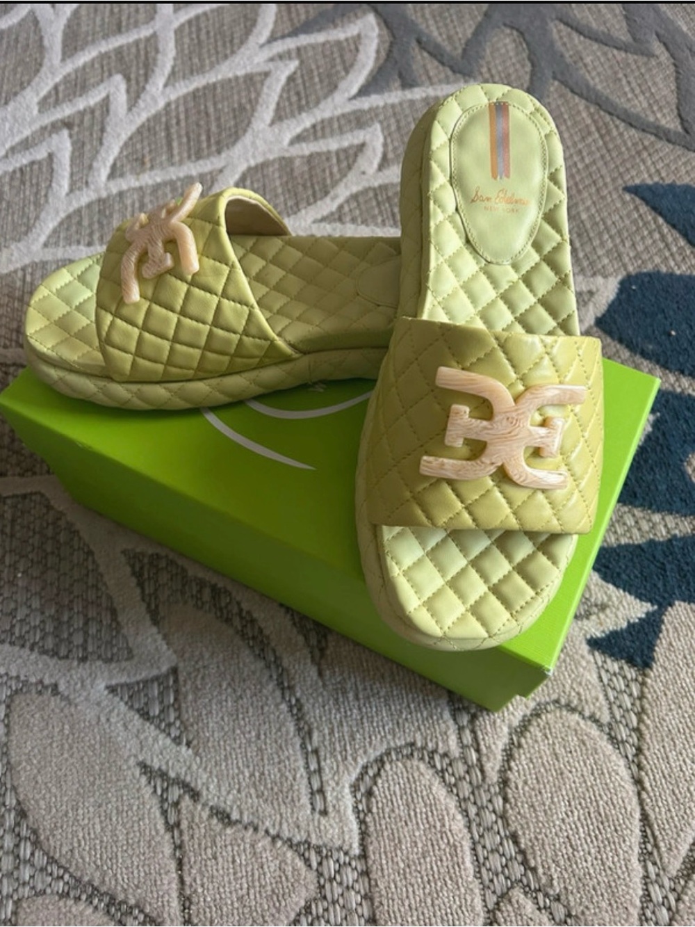 Sam Edelman Women’s Quilted Slide Sandals in Lime Green - Size 9.5